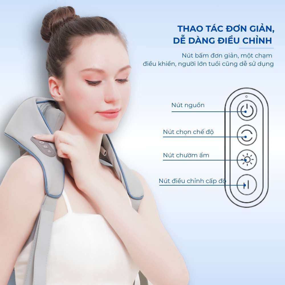 Đai Massage Cổ Vai Gáy 6D Giảm Đau Mỏi Thư Giãn, Cải Thiện Sức Khỏe