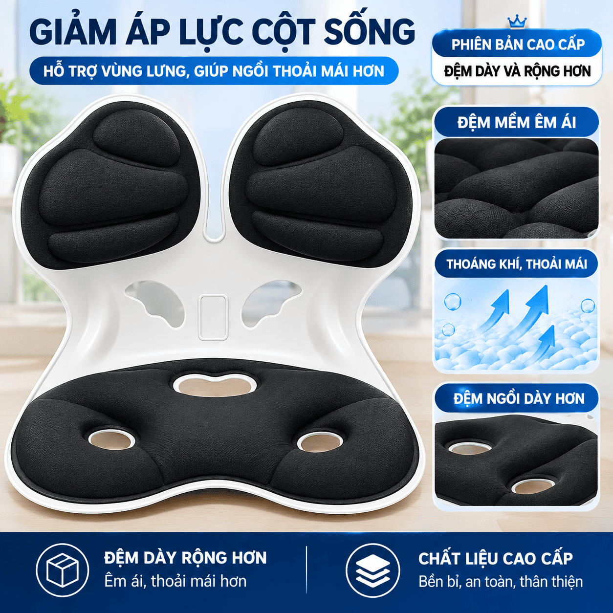Ghế tựa lưng công thái học chống gù bản cao cấp