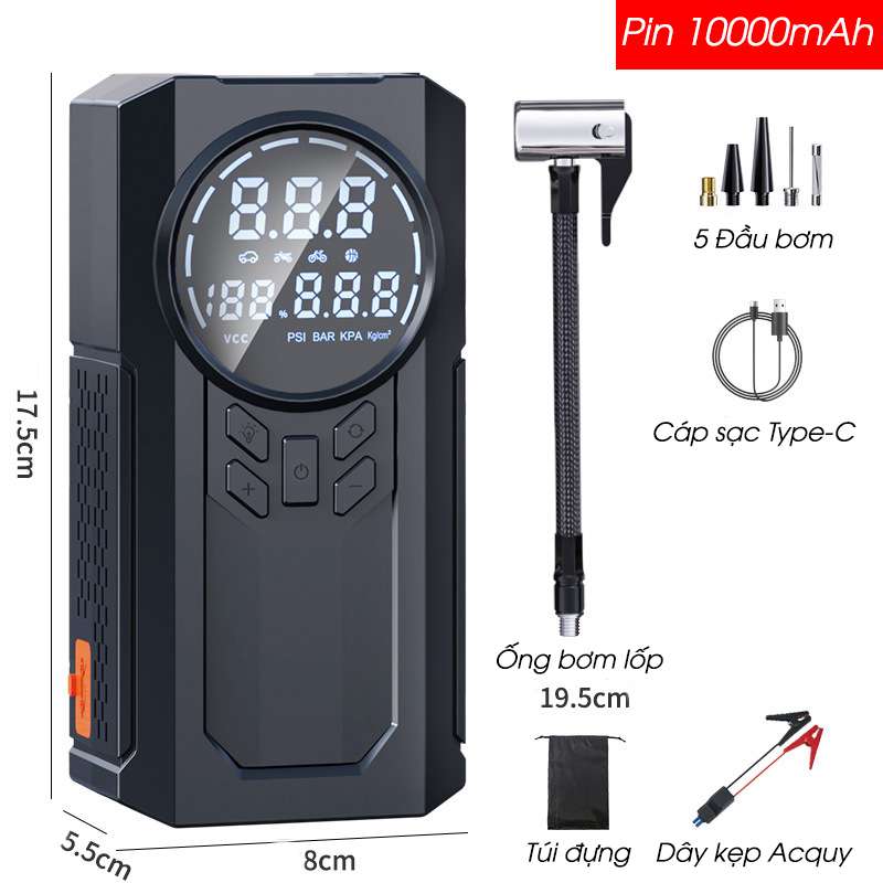 Bộ Kích Bình Kiêm Bơm Lốp Oto 4in1 Chính Hãng Suitu