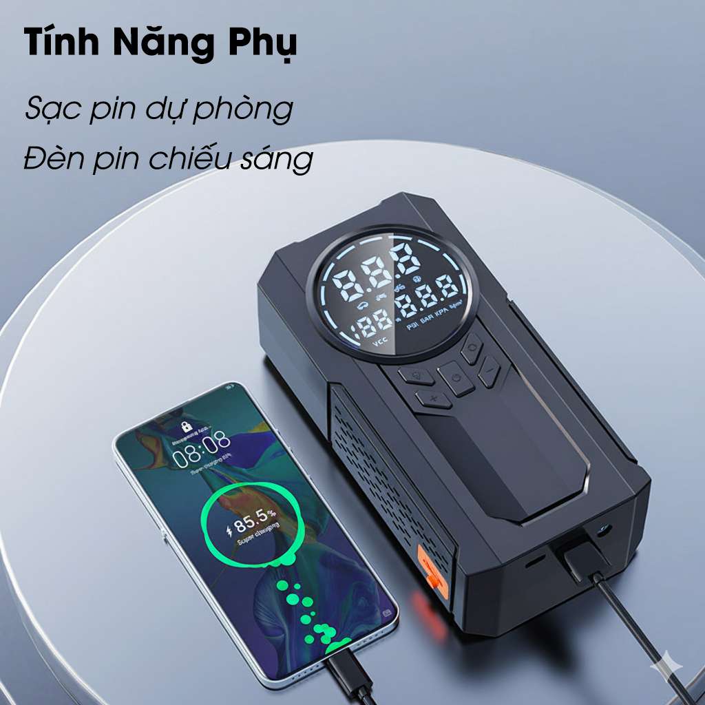 Bộ Kích Bình Kiêm Bơm Lốp Oto 4in1 Chính Hãng Suitu