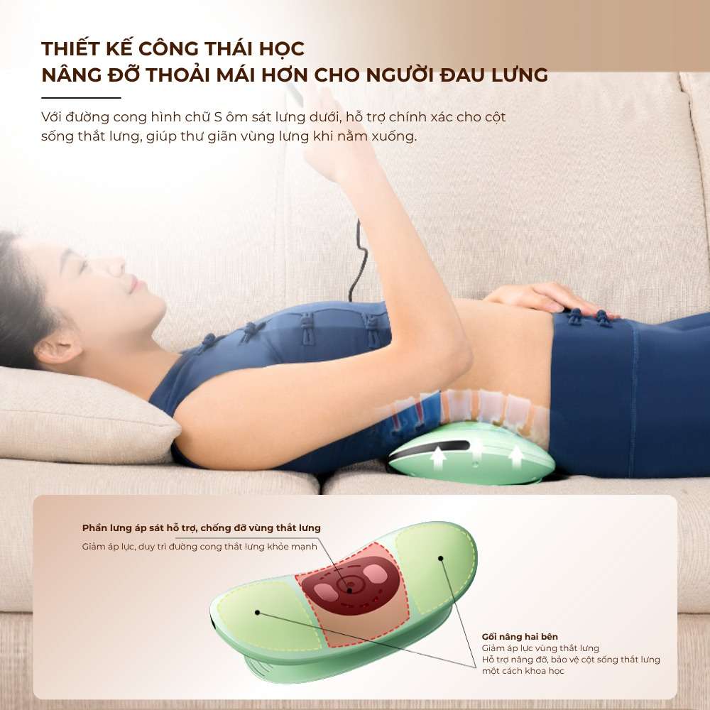 Máy Massage Lưng Thông Minh – Nâng Hạ Rung Kết Hợp Chườm Ấm Giảm Đau Vùng Lưng