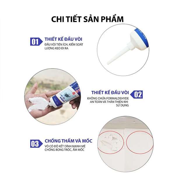 Tuýp keo vá tường đa năng làm sạch vết ố vết nứt nhanh
