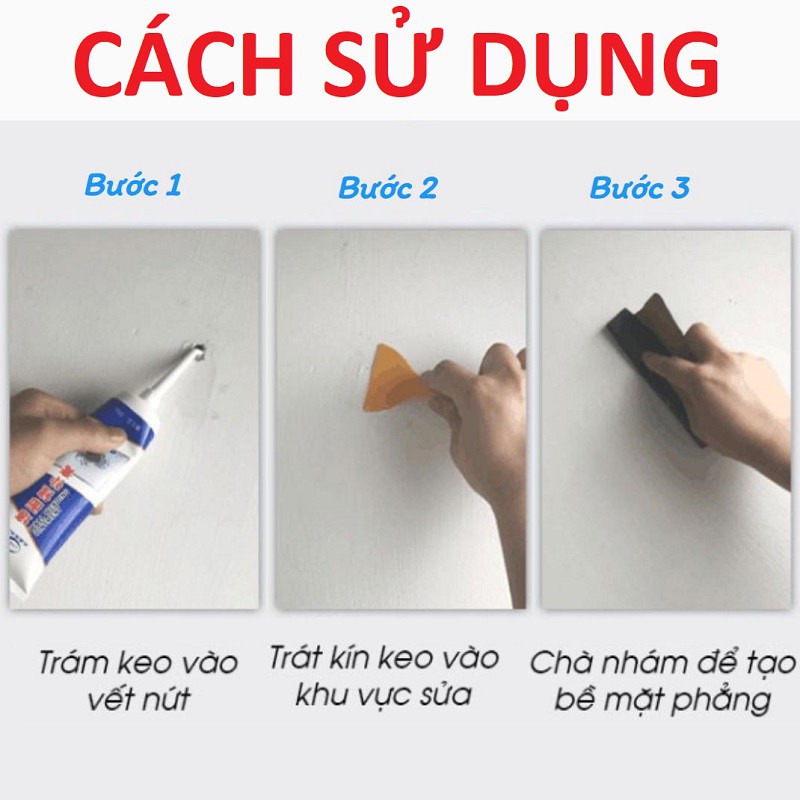 Tuýp keo vá tường đa năng làm sạch vết ố vết nứt nhanh