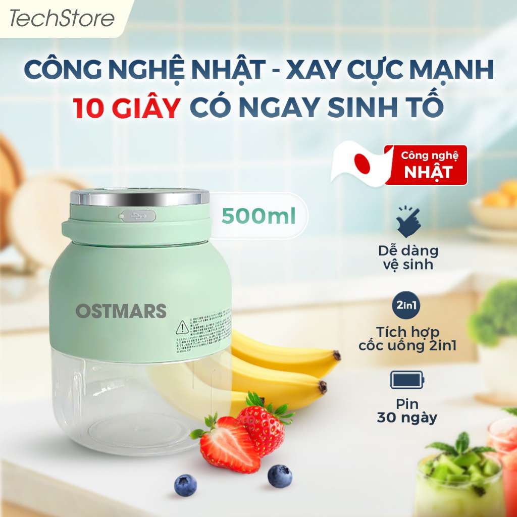 Máy Xay Sinh Tố Mini Cầm Tay Bản Cao Cấp 500ml