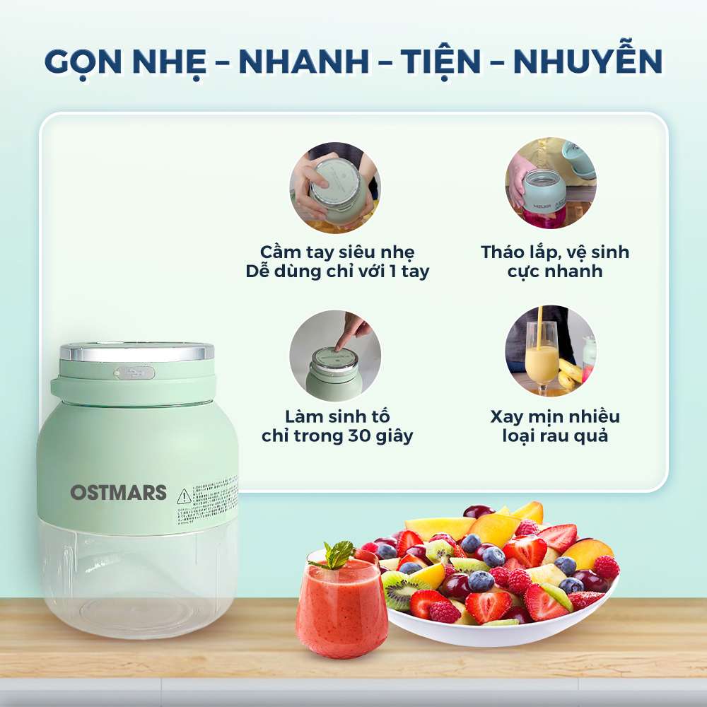 Máy Xay Sinh Tố Mini Cầm Tay Bản Cao Cấp 500ml