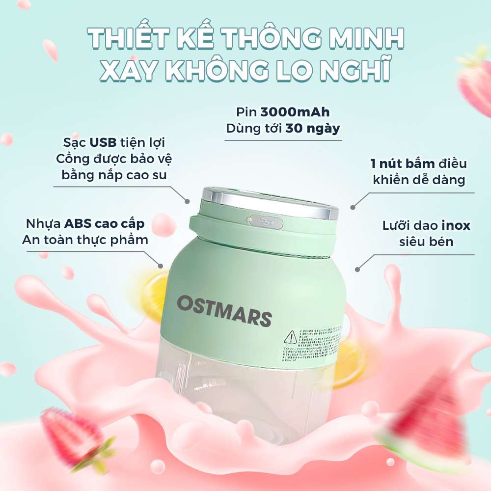 Máy Xay Sinh Tố Mini Cầm Tay Bản Cao Cấp 500ml