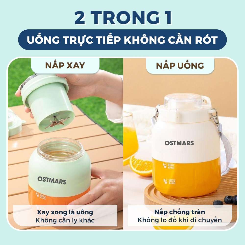 Máy Xay Sinh Tố Mini Cầm Tay Bản Cao Cấp 500ml