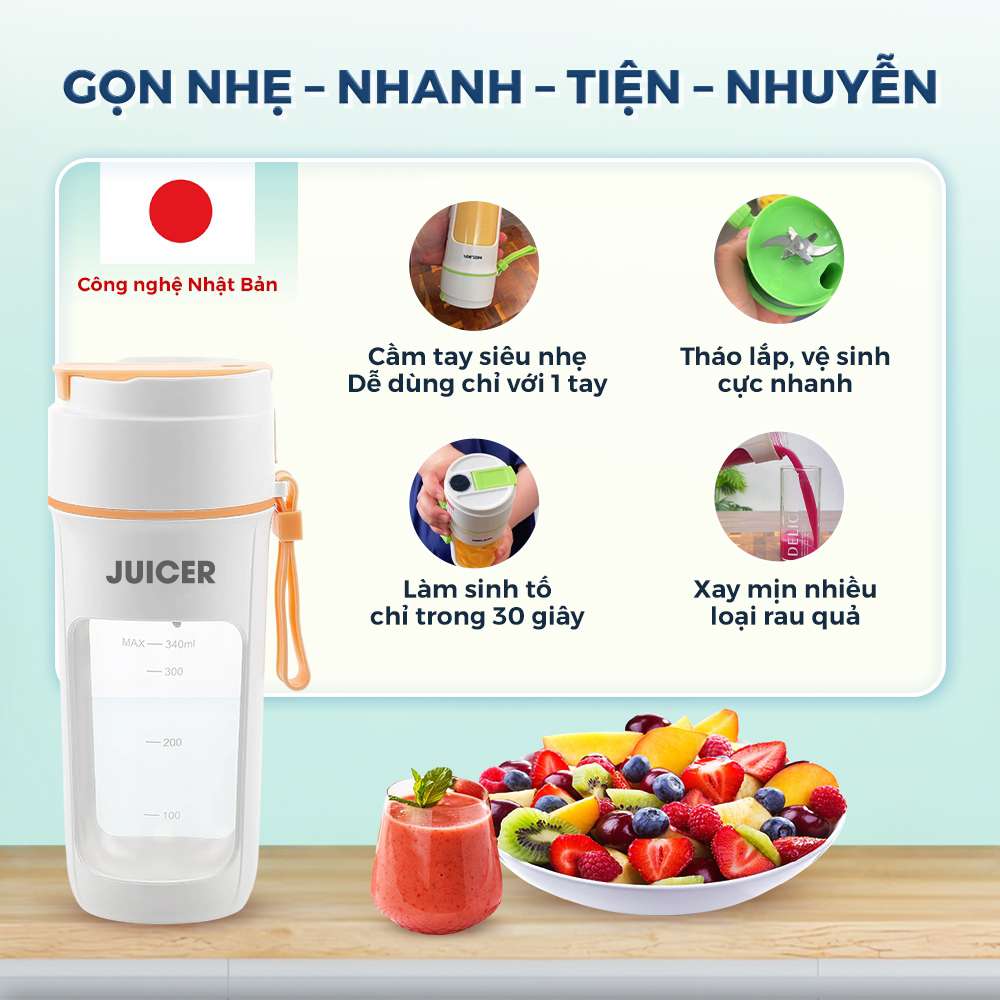 Máy Xay Sinh Tố Cầm Tay Juice 350ML Chính Hãng