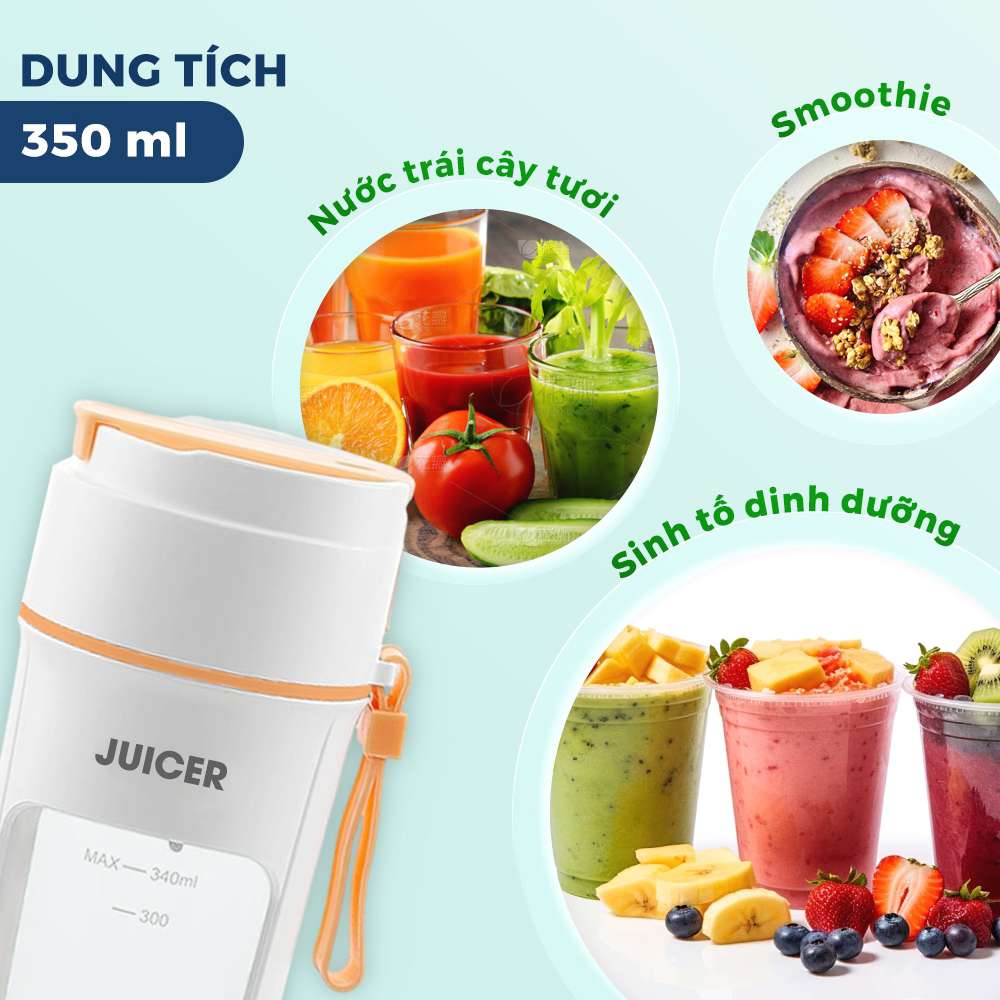 Máy Xay Sinh Tố Cầm Tay Juice 350ML Chính Hãng