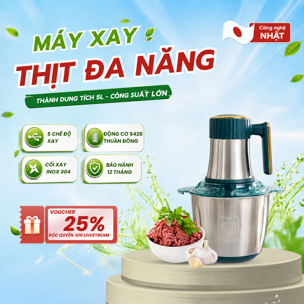 Máy Xay Đa Năng 5 Chế Độ Xay, Phiên Bản Mới 2026