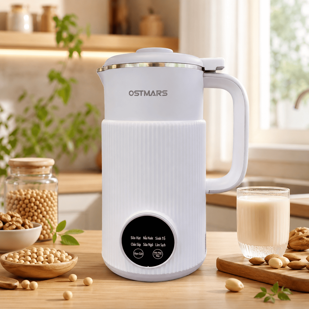 Máy Làm Sữa Hạt Đa Năng OSTMARS 800ml – 8 Chế Độ Nấu Tự Động, Công Suất 600W
