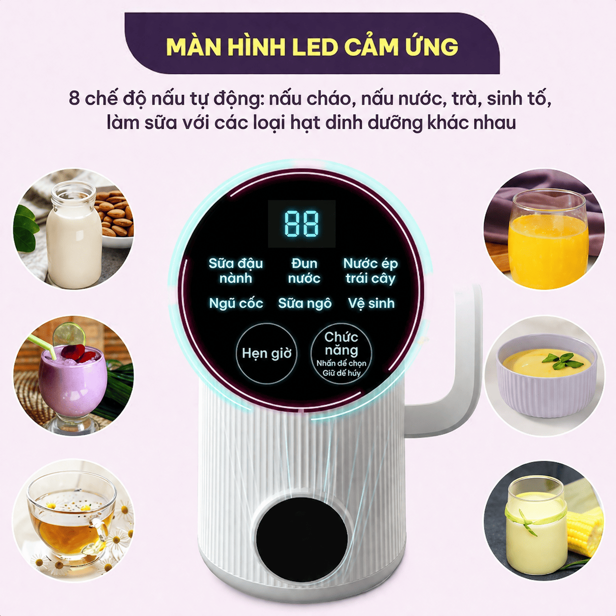 Máy Làm Sữa Hạt Đa Năng OSTMARS 800ml – 8 Chế Độ Nấu Tự Động, Công Suất 600W