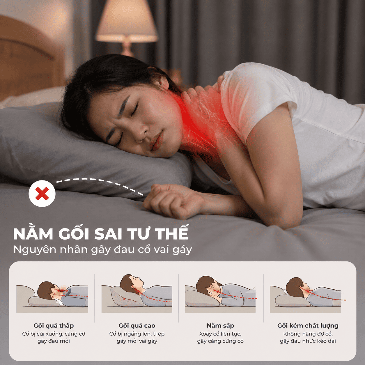 Gối Công Thái Học – Hỗ Trợ Giấc Ngủ, Chống Đau Mỏi Cổ Vai Gáy