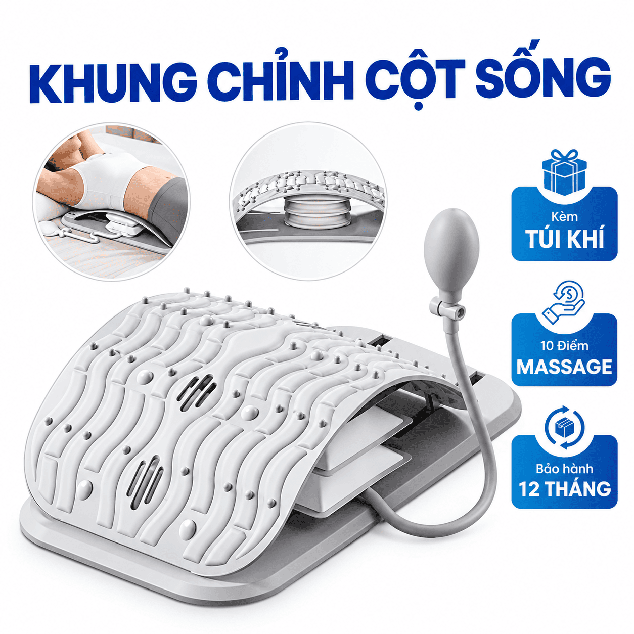 Khung Nắn Chỉnh Cột Sống Bơm Hơi – Hỗ Trợ Giảm Đau Lưng Tại Nhà